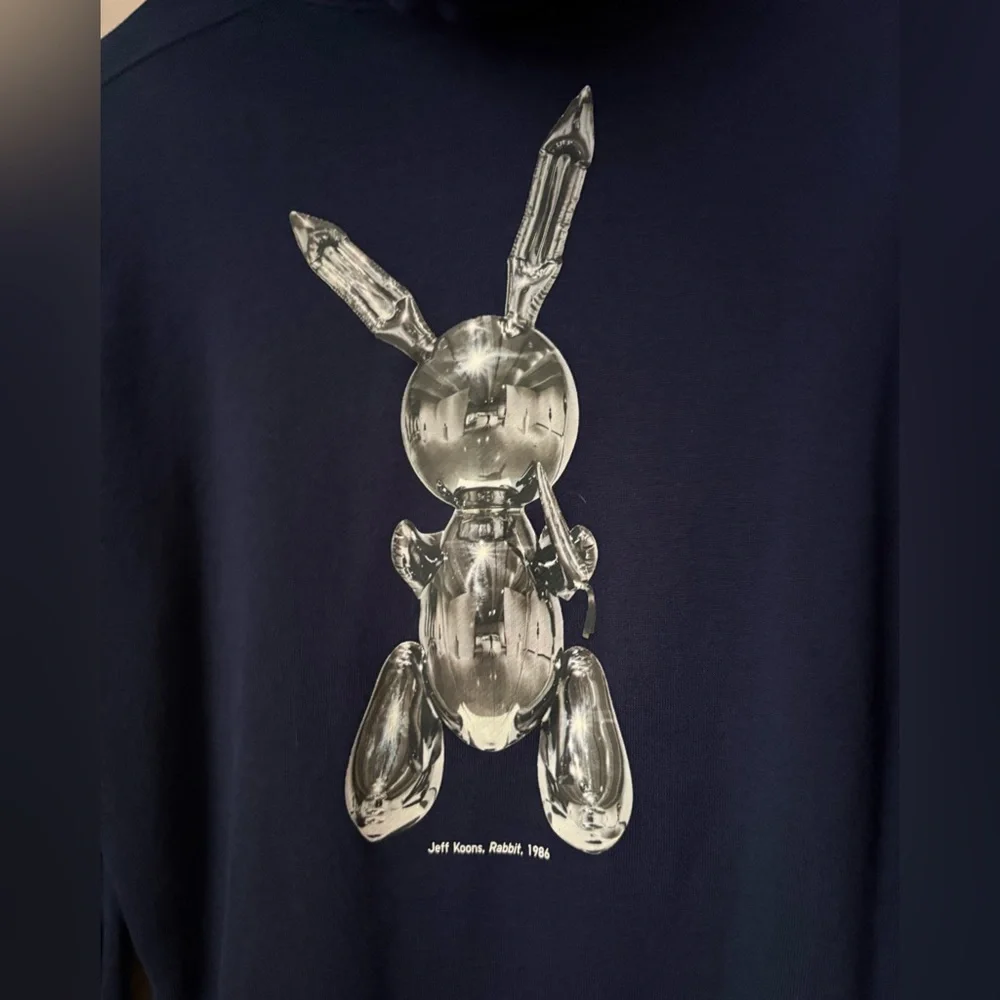 Men’s XS Jeff Koons Stainless Rabbit Long Sleeve‎ Uniqlo Pullover Hoodie Sweater